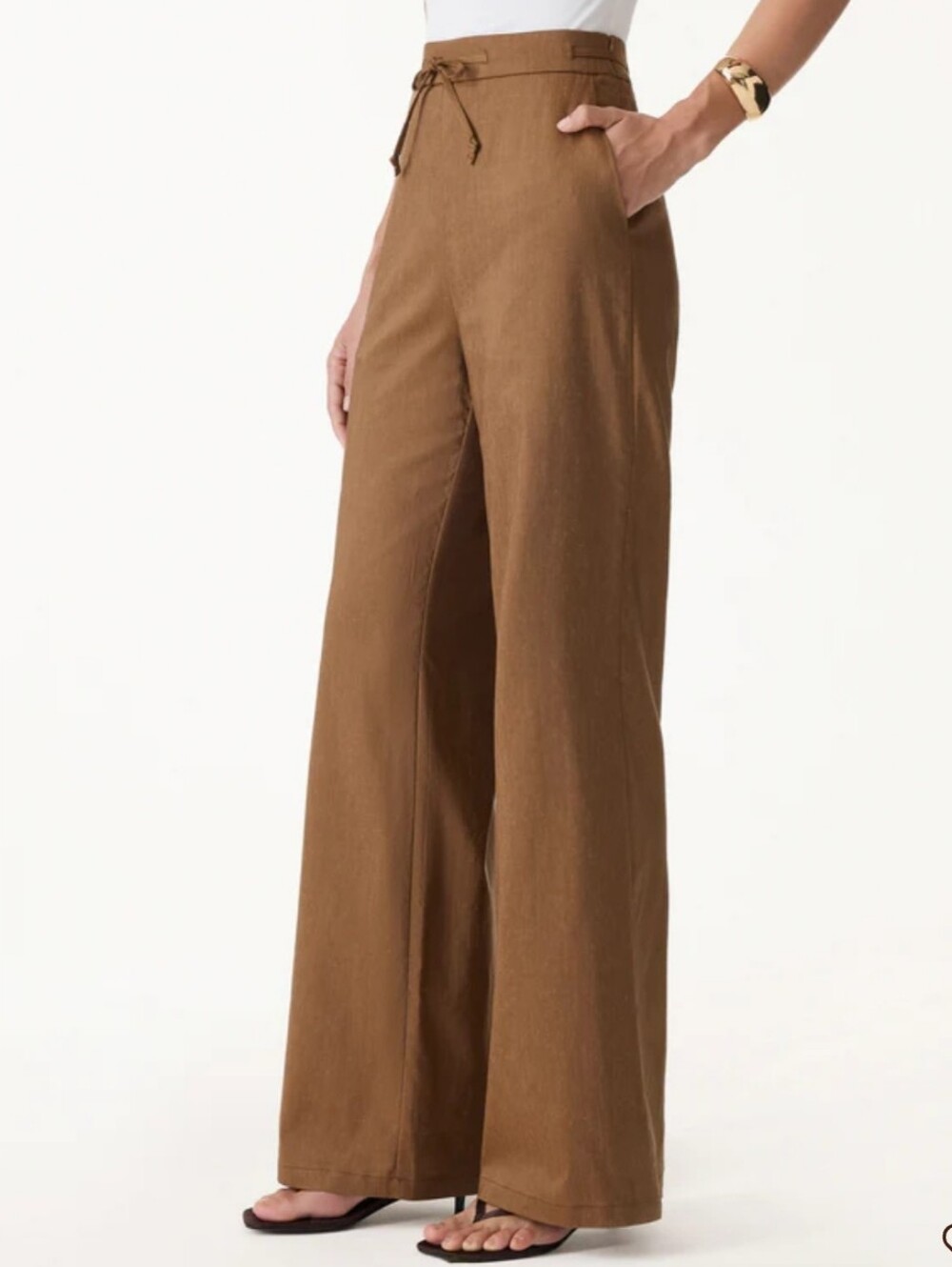 OGL Wide Leg Drawstring Pants — Brown - Picture 2 of 16